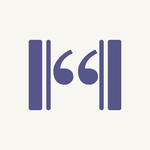 The Refrain app icon: a repeat sign drawn as a pair of quotation marks